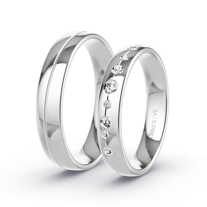 Wedding Rings White Gold - 0.095ct Diamonds - Model N°1726