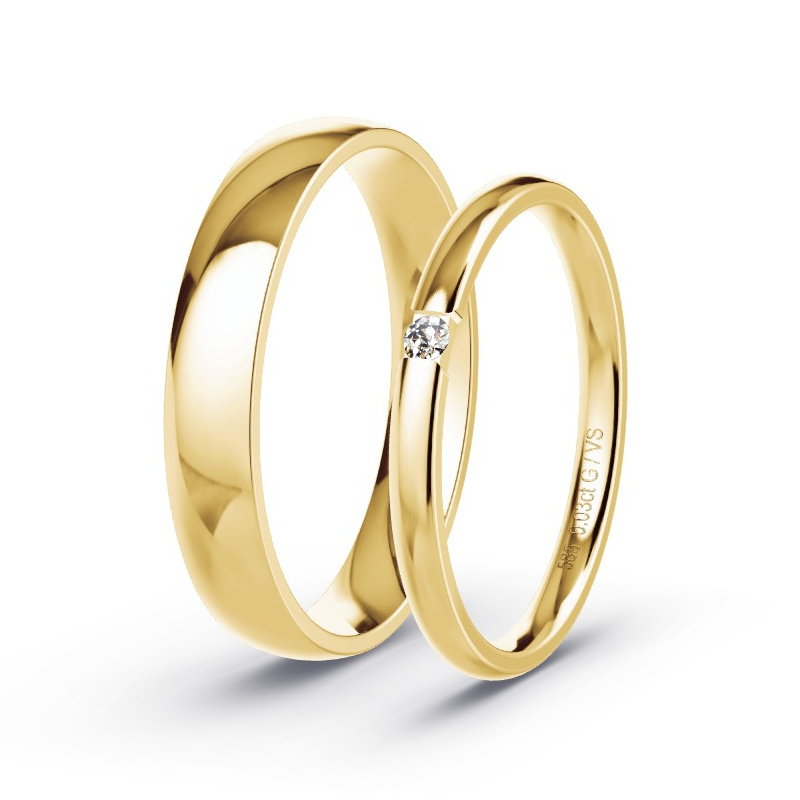 Wedding Rings Yellow Gold - 0.03ct Diamonds - Model N°1728 Wedding Rings Yellow Gold - 0.03ct Diamonds - Model N°1728