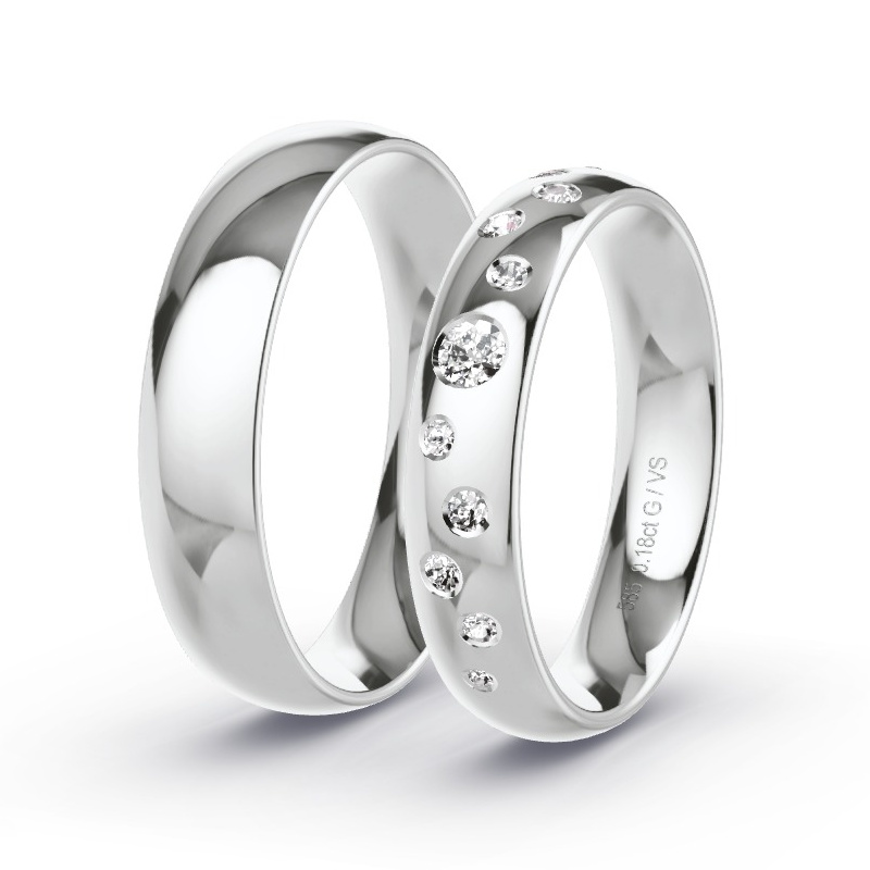 Wedding Rings White Gold - 0.18ct Diamonds - Model N°1733 Wedding Rings White Gold - 0.18ct Diamonds - Model N°1733