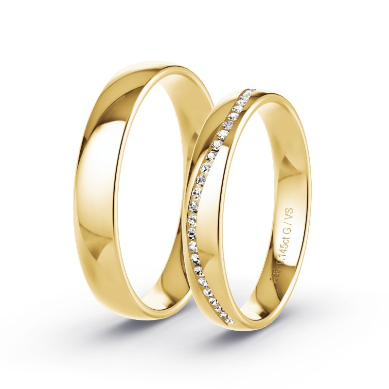 Wedding Rings Yellow Gold - 0.145ct Diamonds - Model N°1737