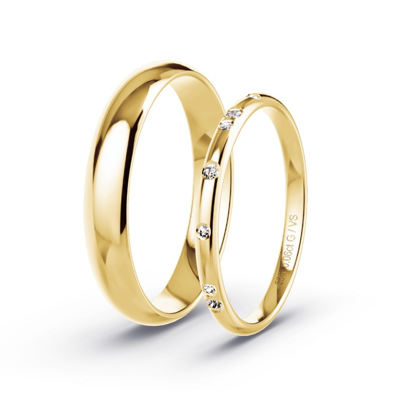 Wedding Rings Yellow Gold - 0.06ct Diamonds - Model N°1740 Wedding Rings Yellow Gold - 0.06ct Diamonds - Model N°1740