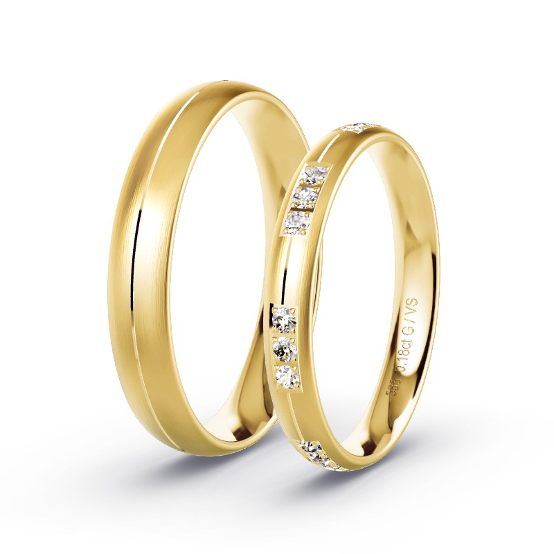 Wedding Rings Yellow Gold - 0.18ct Diamonds - Model N°1742 Wedding Rings Yellow Gold - 0.18ct Diamonds - Model N°1742