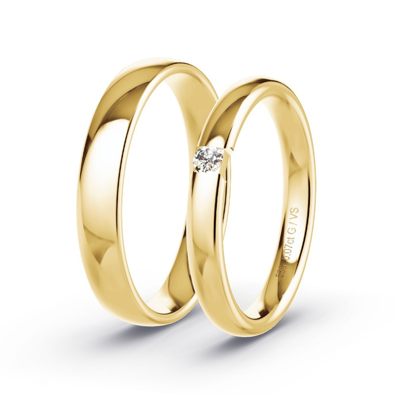 Wedding Rings Yellow Gold - 0.07ct Diamonds - Model N°1743 Wedding Rings Yellow Gold - 0.07ct Diamonds - Model N°1743