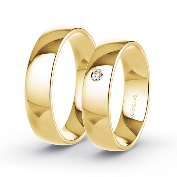 Wedding Rings Yellow Gold - 0.03ct Diamonds - Model N°1112