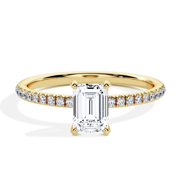 Engagement Ring Yellow Gold - 0.50ct Emerald - Model N°3013, Pavé
