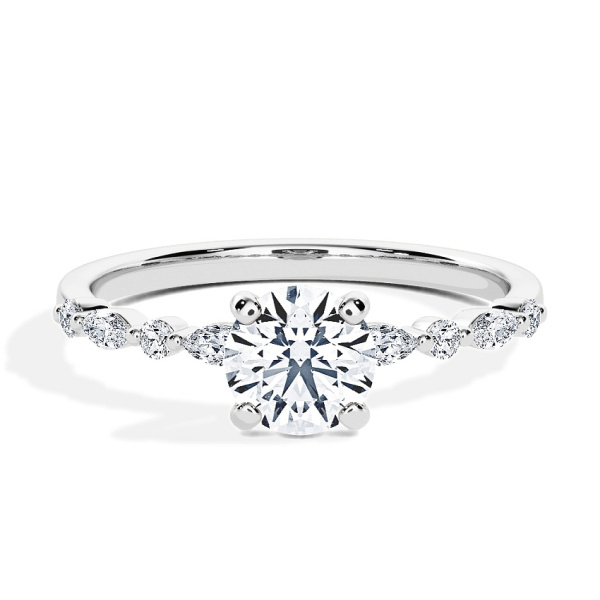 Engagement Ring White Gold - 0.54ct Brilliant - Model N°3018, Side-Stone