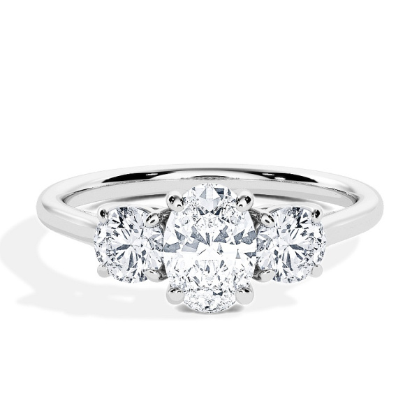 Engagement Ring White Gold - 0.50ct Oval - Model N°3305, 3-Stone