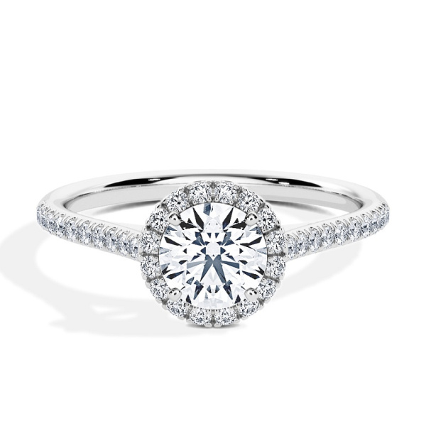 Engagement Ring White Gold - 0.62ct Brilliant - Model N°3408, Halo, Pavé