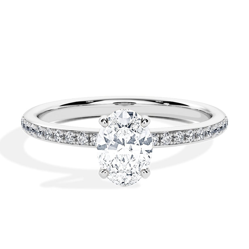 Engagement Ring White Gold - 0.70ct Diamonds - Model N°3013 Oval, Pavé Engagement Ring White Gold - 0.70ct Diamonds - Model N°3013 Oval, Pavé