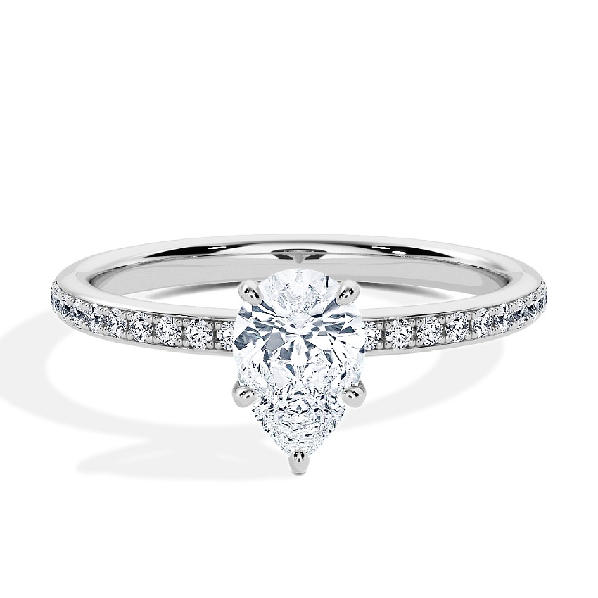 Engagement Ring Platinum - 0.50ct Pear - Model N°3013, Pavé Engagement Ring Platinum - 0.50ct Pear - Model N°3013, Pavé