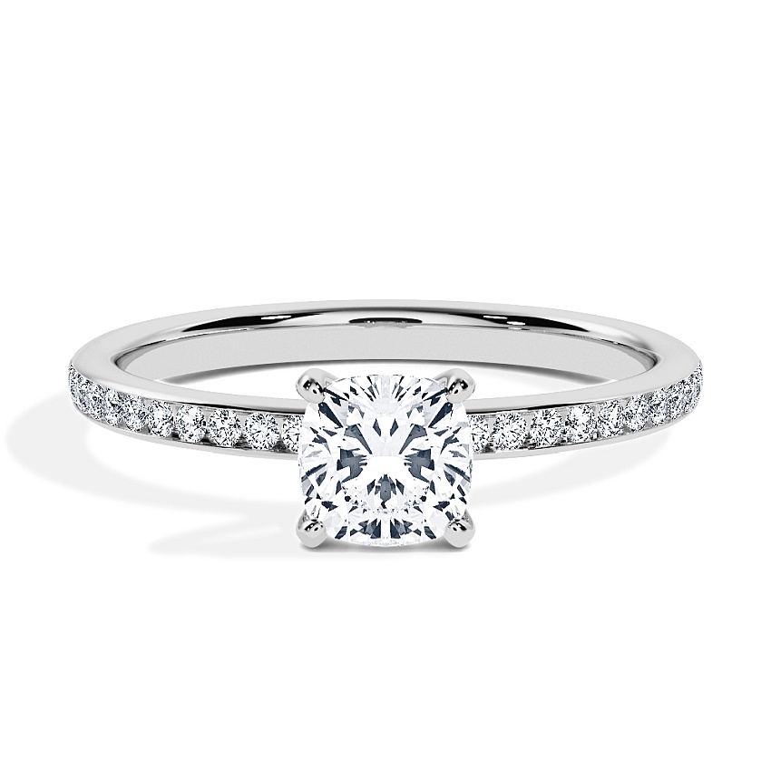 Engagement Ring Platinum - 0.70ct Cushion - Model N°3013, Channel
