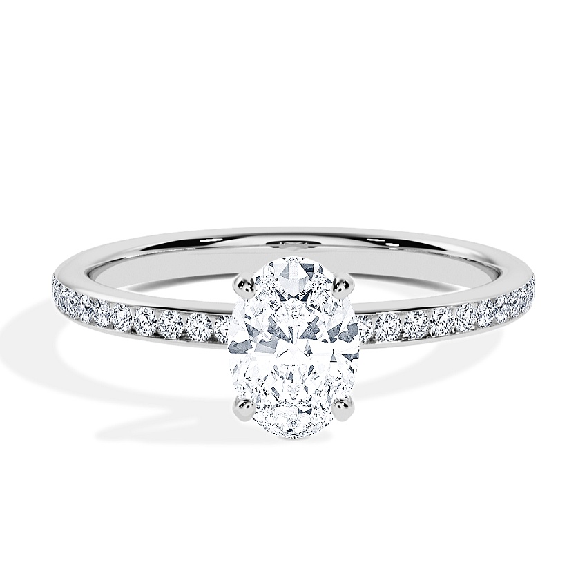 Engagement Ring Platinum - 0.50ct Oval - Model N°3013, Channel Engagement Ring Platinum - 0.50ct Oval - Model N°3013, Channel