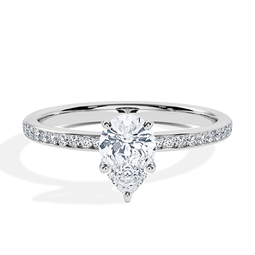 Engagement Ring Platinum - 0.50ct Pear - Model N°3013, Channel Engagement Ring Platinum - 0.50ct Pear - Model N°3013, Channel
