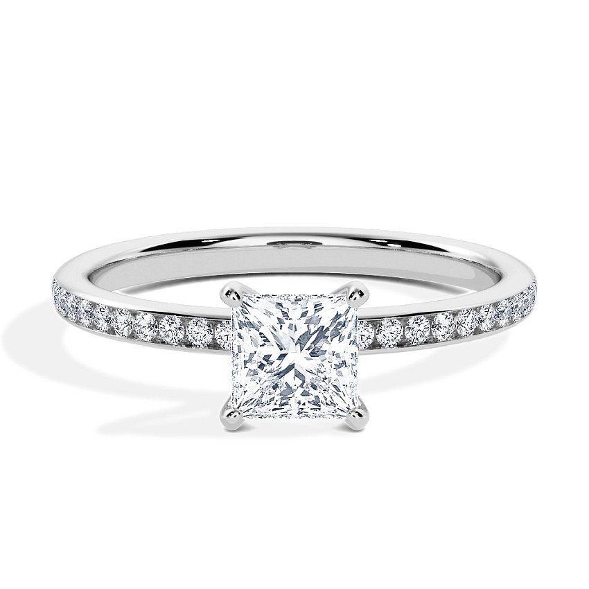 Engagement Ring Platinum - 0.50ct Princess - Model N°3013, Channel Engagement Ring Platinum - 0.50ct Princess - Model N°3013, Channel