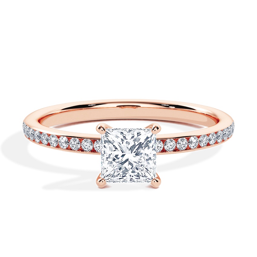 Engagement Ring Rose Gold - 0.50ct Princess - Model N°3013, Channel Engagement Ring Rose Gold - 0.50ct Princess - Model N°3013, Channel