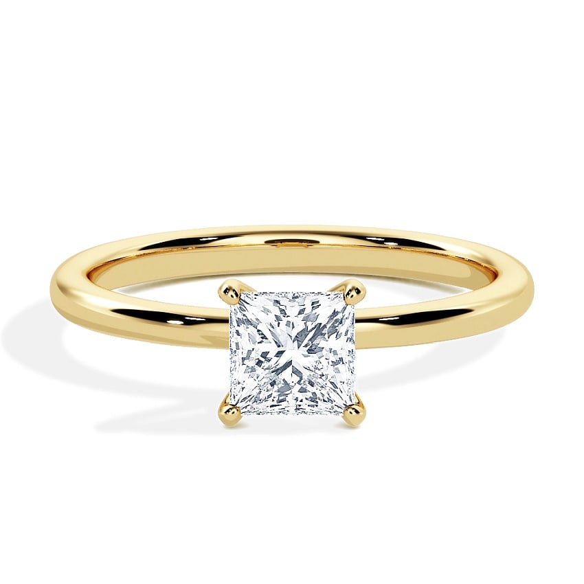 Engagement Ring Yellow Gold - 0.25ct Princess - Model N°3013, Solitaire Engagement Ring Yellow Gold - 0.25ct Princess - Model N°3013, Solitaire