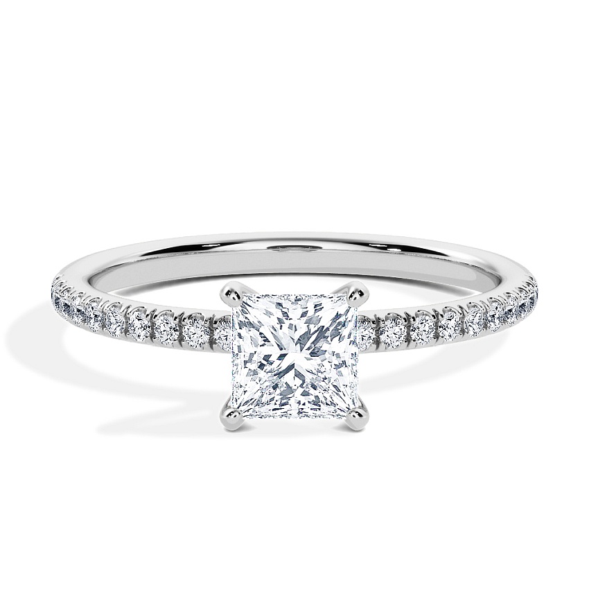 Engagement Ring Platinum - 0.50ct Princess - Model N°3013, Pavé