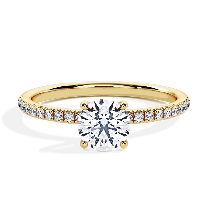 Engagement Ring Yellow Gold - 0.45ct Diamonds - Model N°3013 Brilliant, Pavé