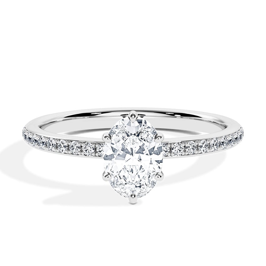 Engagement Ring White Gold - 0.70ct Diamonds - Model N°3014 Oval, Pavé Engagement Ring White Gold - 0.70ct Diamonds - Model N°3014 Oval, Pavé