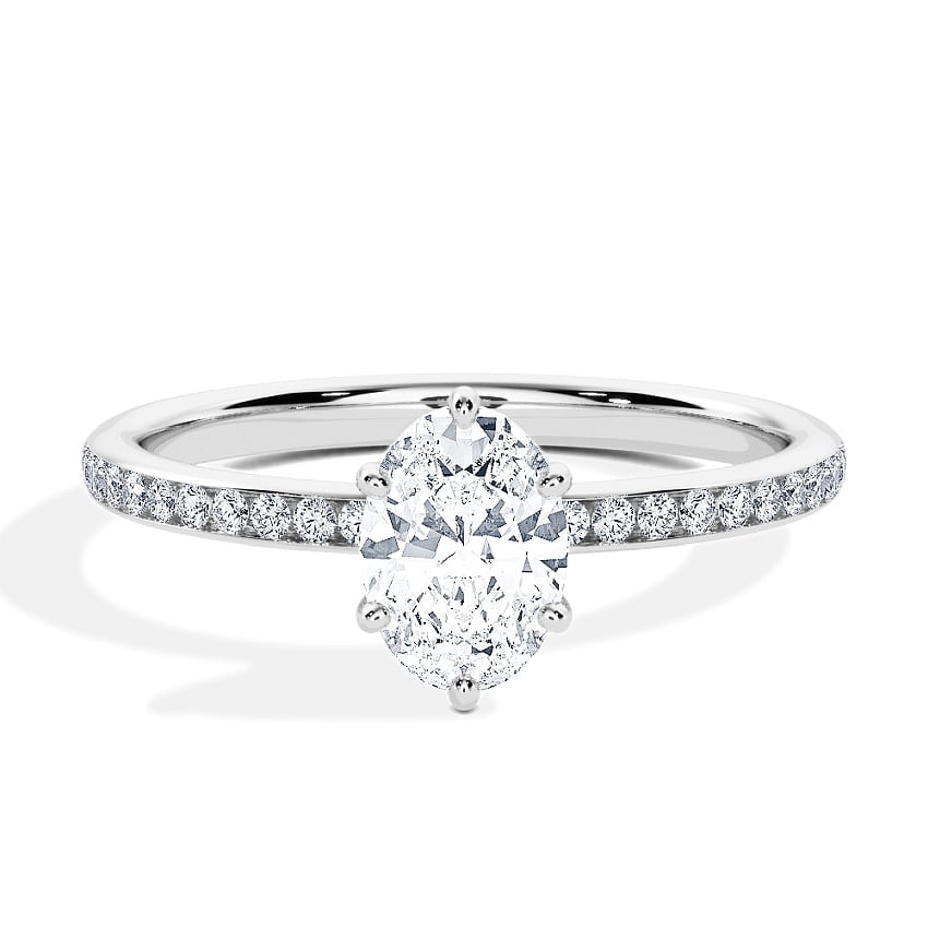 Engagement Ring White Gold - 0.70ct Diamonds - Model N°3014 Oval, Channel Engagement Ring White Gold - 0.70ct Diamonds - Model N°3014 Oval, Channel