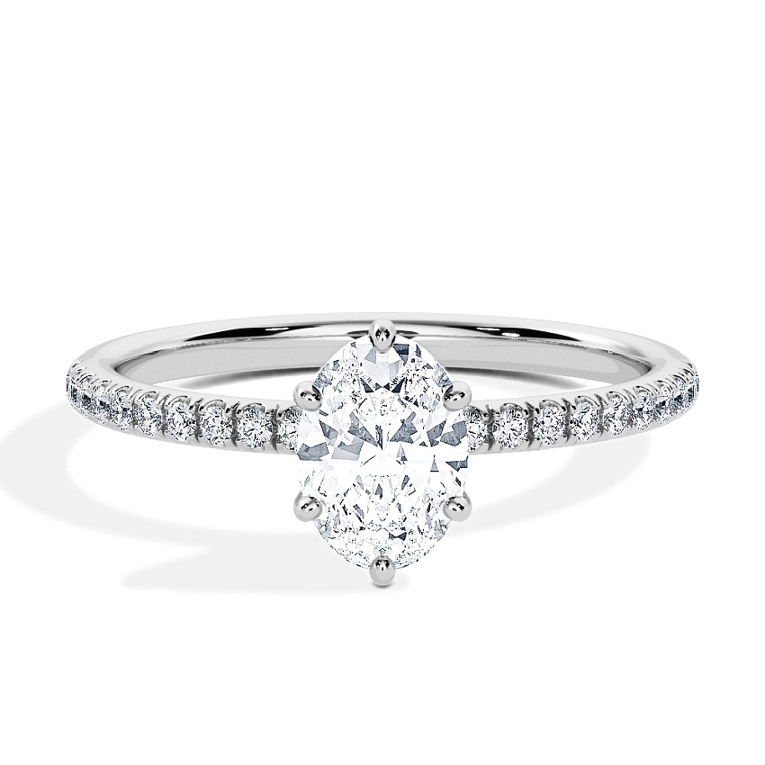 Engagement Ring Platinum - 0.50ct Oval - Model N°3014, Pavé Engagement Ring Platinum - 0.50ct Oval - Model N°3014, Pavé