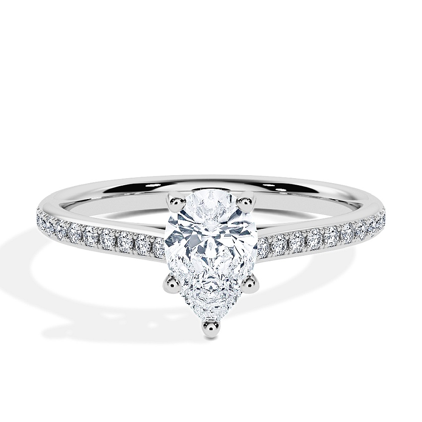 Engagement Ring Platinum - 0.50ct Pear - Model N°3015, Pavé Engagement Ring Platinum - 0.50ct Pear - Model N°3015, Pavé