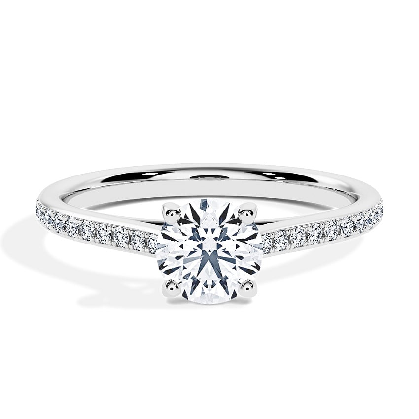 Engagement Ring White Gold - 0.70ct Diamonds - Model N°3015 Brilliant, Pavé Engagement Ring White Gold - 0.70ct Diamonds - Model N°3015 Brilliant, Pavé