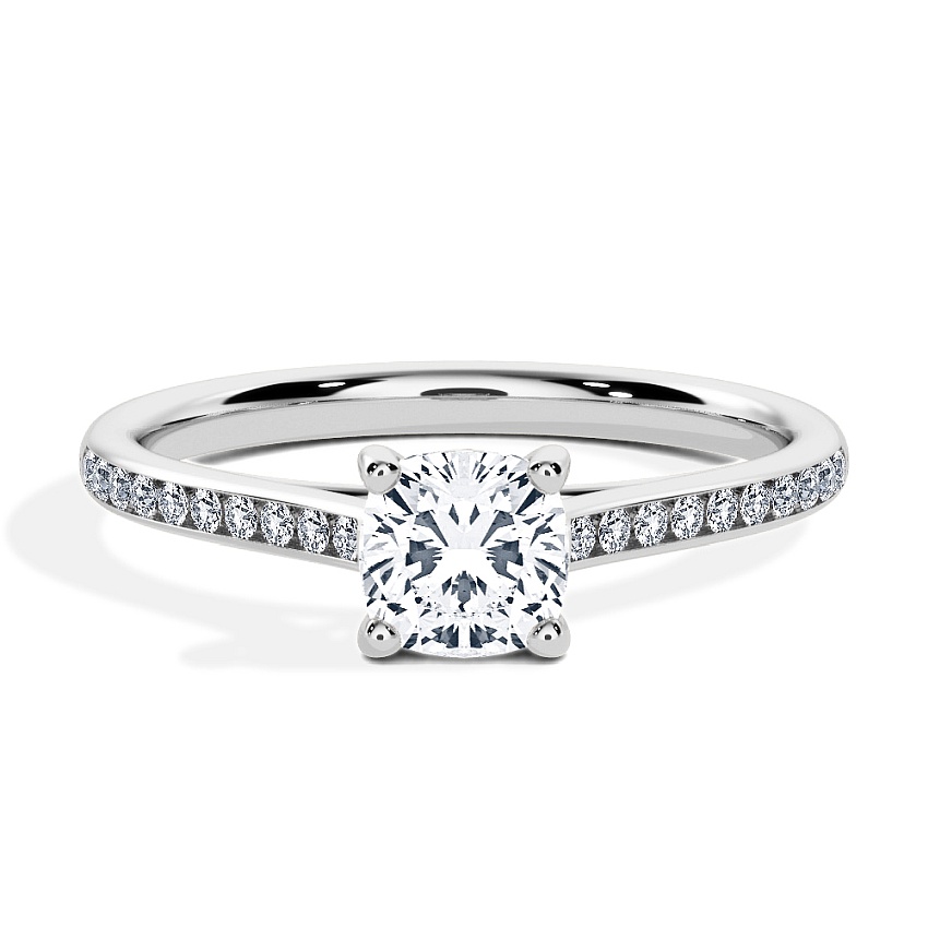 Engagement Ring Platinum - 0.70ct Cushion - Model N°3015, Channel