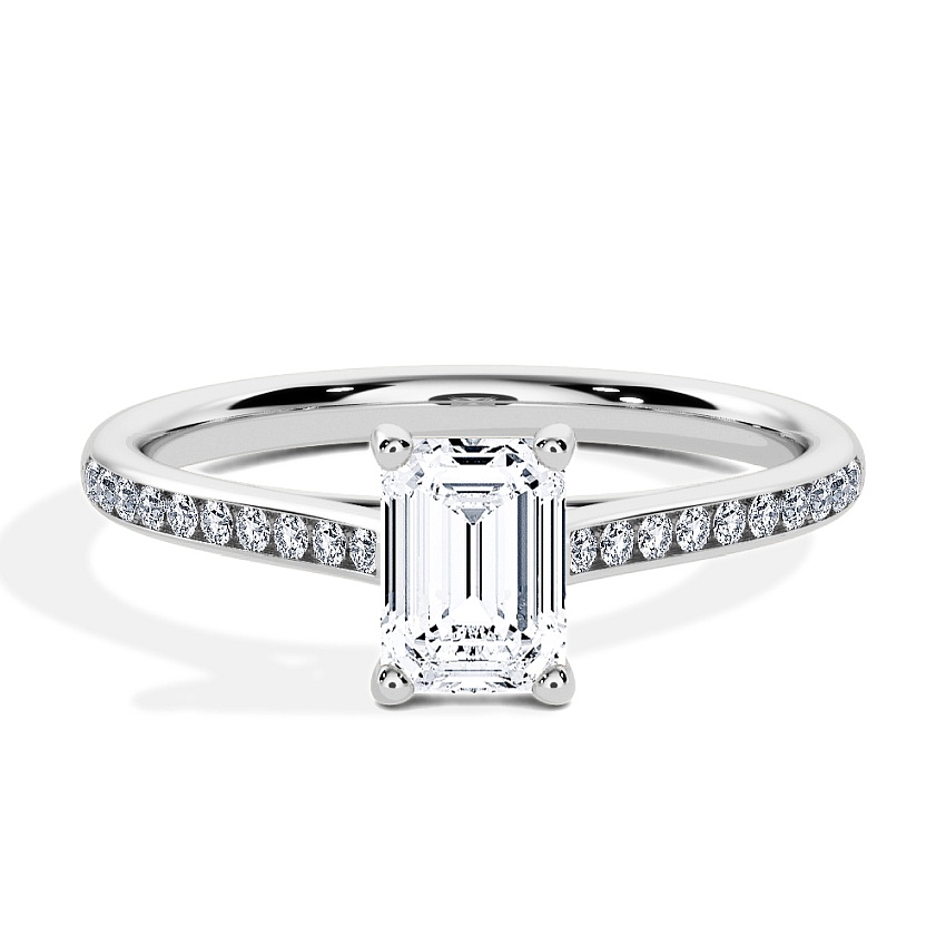 Engagement Ring Platinum - 0.50ct Emerald - Model N°3015, Channel Engagement Ring Platinum - 0.50ct Emerald - Model N°3015, Channel