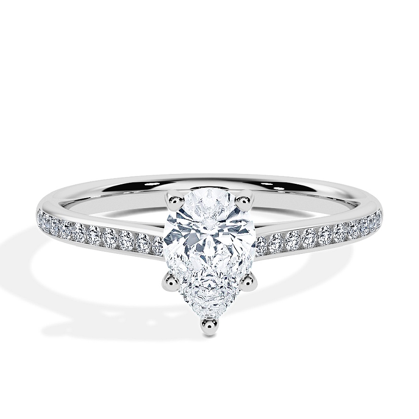 Engagement Ring Platinum - 0.50ct Pear - Model N°3015, Channel Engagement Ring Platinum - 0.50ct Pear - Model N°3015, Channel