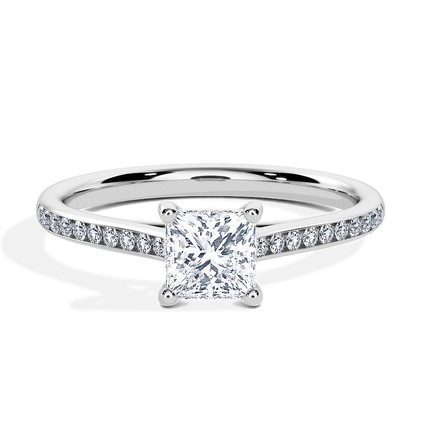 Engagement Ring Platinum - 0.50ct Princess - Model N°3015, Channel Engagement Ring Platinum - 0.50ct Princess - Model N°3015, Channel