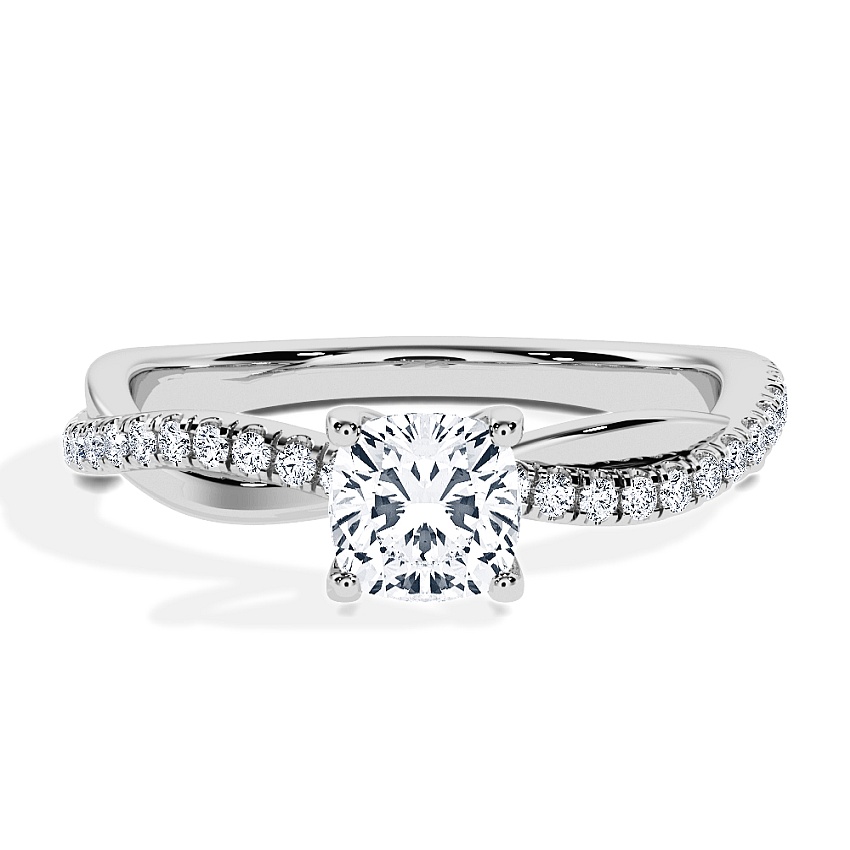 Engagement Ring Platinum - 0.80ct Cushion - Model N°3016, Pavé Engagement Ring Platinum - 0.80ct Cushion - Model N°3016, Pavé