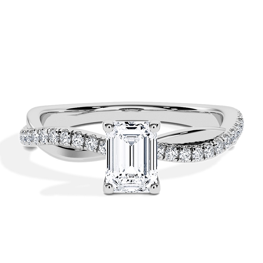 Engagement Ring Platinum - 0.60ct Emerald - Model N°3016, Pavé Engagement Ring Platinum - 0.60ct Emerald - Model N°3016, Pavé
