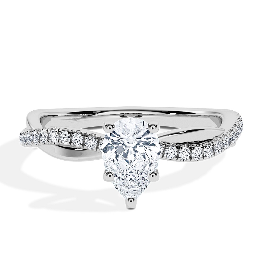 Engagement Ring Platinum - 0.60ct Pear - Model N°3016, Pavé Engagement Ring Platinum - 0.60ct Pear - Model N°3016, Pavé