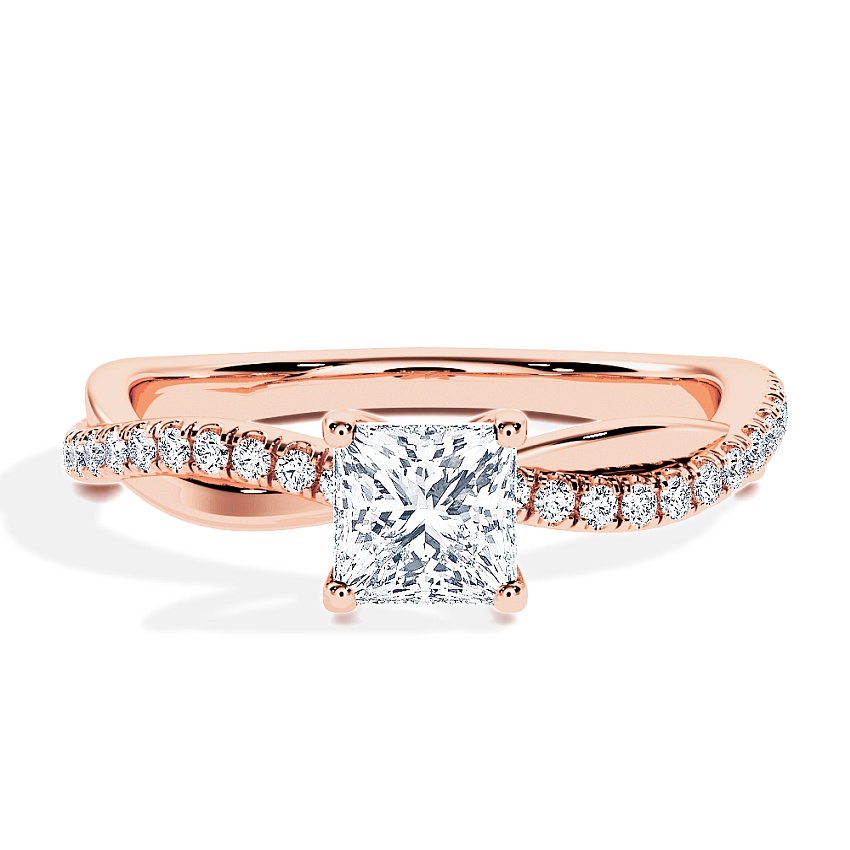 Engagement Ring Rose Gold - 0.60ct Princess - Model N°3016, Pavé