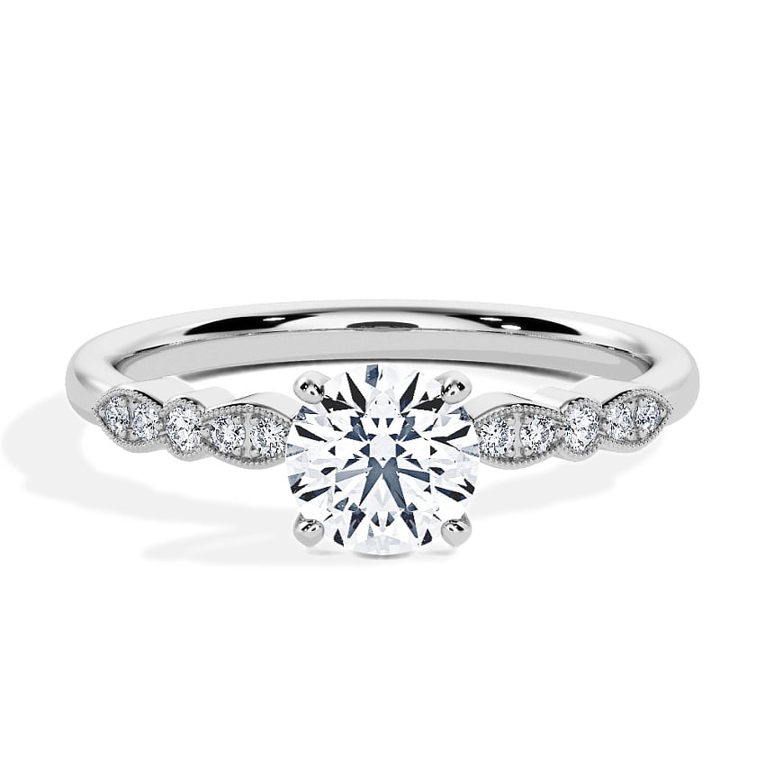 Engagement Ring Platinum - 0.44ct Diamonds - Model N°3019 Brilliant, Side-Stone, Pavé Engagement Ring Platinum - 0.44ct Diamonds - Model N°3019 Brilliant, Side-Stone, Pavé