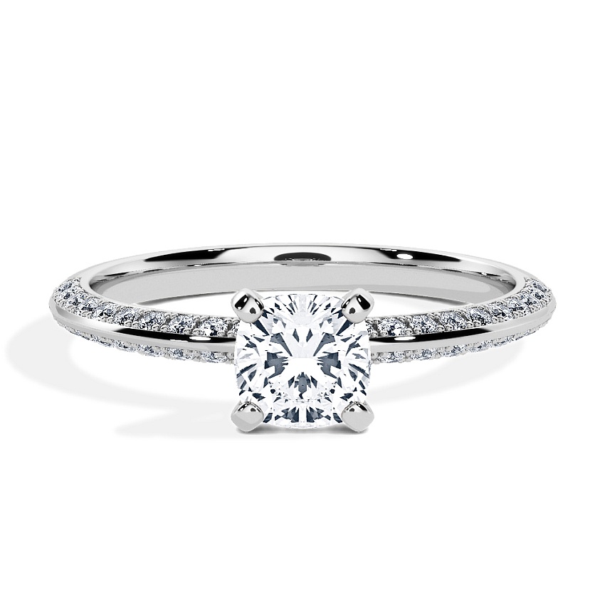 Engagement Ring Platinum - 0.90ct Cushion - Model N°3021, Pavé Engagement Ring Platinum - 0.90ct Cushion - Model N°3021, Pavé