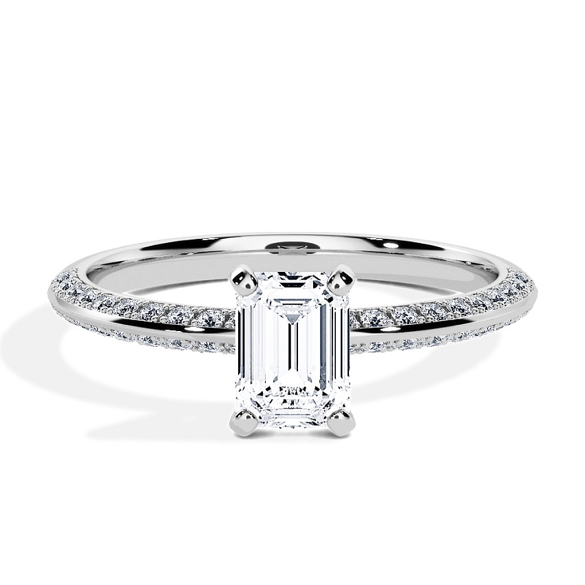 Engagement Ring Platinum - 0.70ct Emerald - Model N°3021, Pavé Engagement Ring Platinum - 0.70ct Emerald - Model N°3021, Pavé