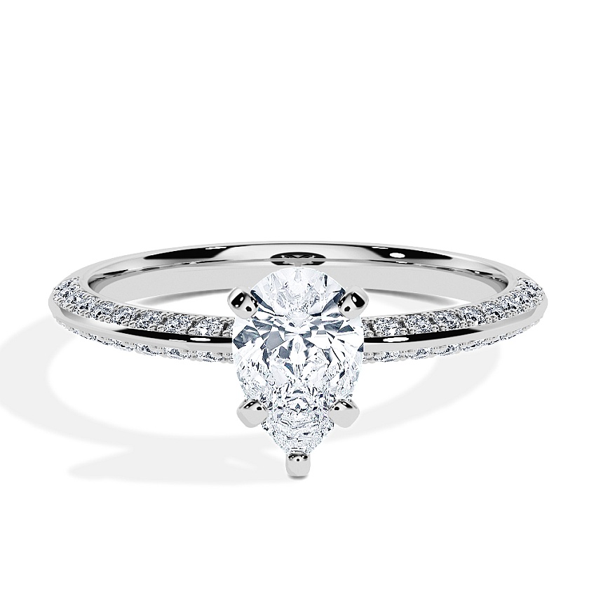 Engagement Ring Platinum - 0.70ct Pear - Model N°3021, Pavé Engagement Ring Platinum - 0.70ct Pear - Model N°3021, Pavé
