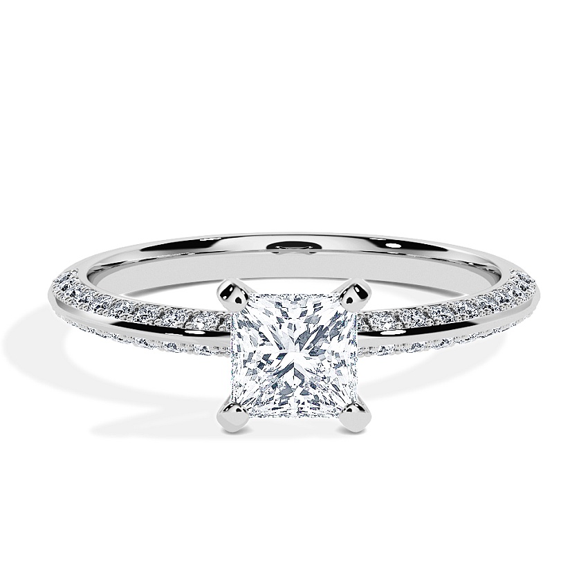 Engagement Ring Platinum - 0.70ct Princess - Model N°3021, Pavé Engagement Ring Platinum - 0.70ct Princess - Model N°3021, Pavé