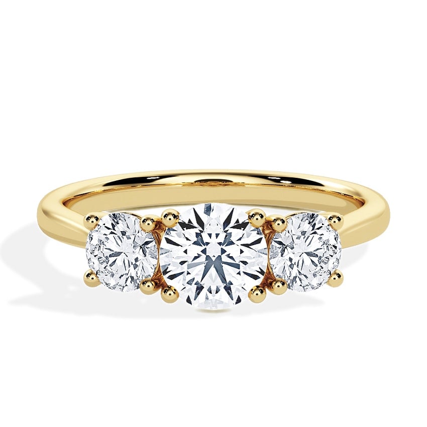 Engagement Ring Yellow Gold - 0.90ct Diamonds - Model N°3303 Brilliant, 3-Stone Engagement Ring Yellow Gold - 0.90ct Diamonds - Model N°3303 Brilliant, 3-Stone