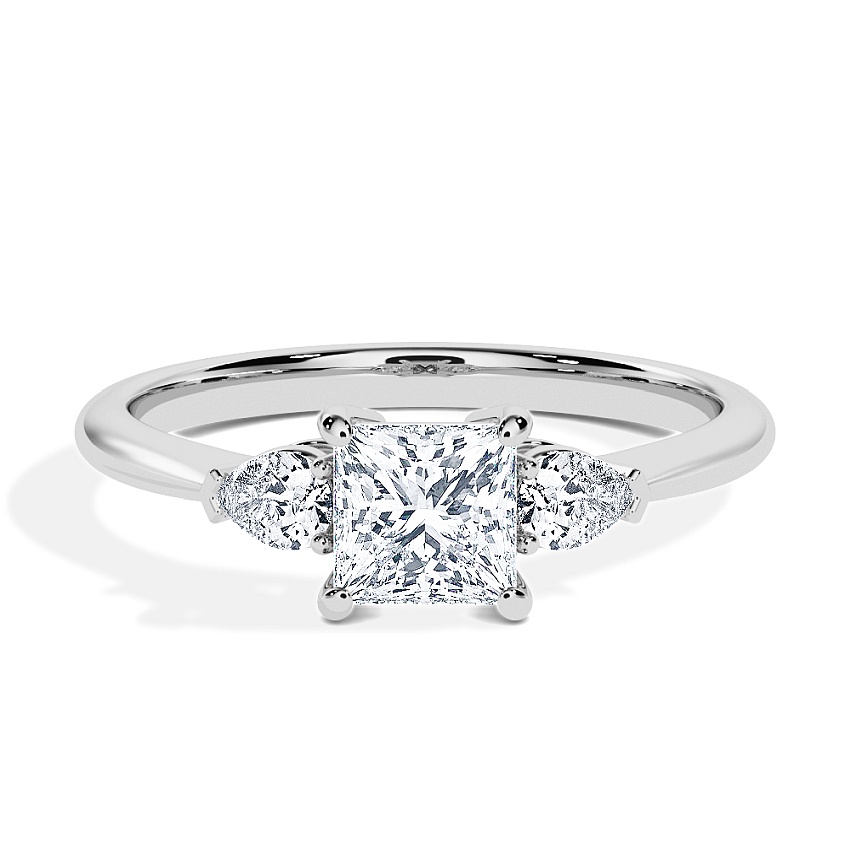 Engagement Ring Platinum - 0.54ct Princess - Model N°3304, 3-Stone Engagement Ring Platinum - 0.54ct Princess - Model N°3304, 3-Stone
