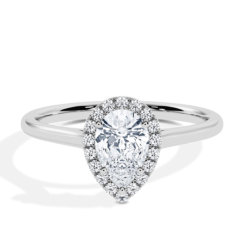 Engagement Ring Platinum - 0.42ct Pear - Model N°3409, Halo Engagement Ring Platinum - 0.42ct Pear - Model N°3409, Halo