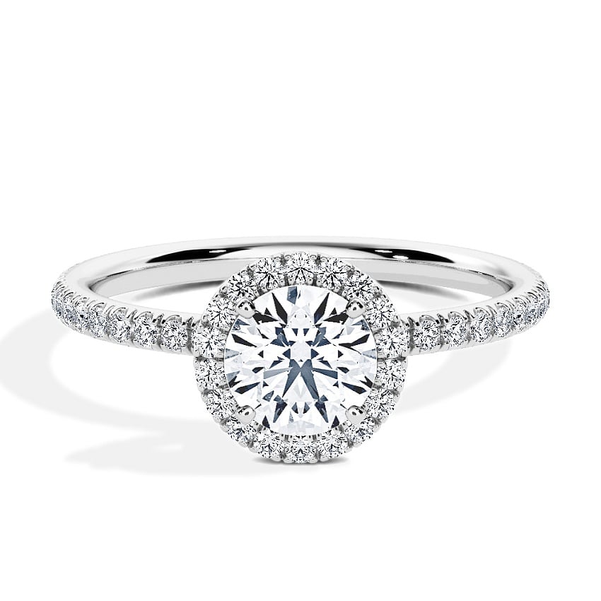 Engagement Ring White Gold - 1.00ct Diamonds - Model N°3411 Brilliant, Halo, Pavé